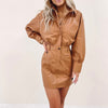 Kourtney Faux Leather Dress - Brown