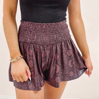 Burgundy Snakeprint Adair Shorts