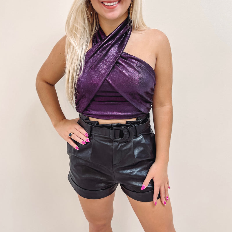 Ava Purple Metallic Top