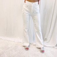 White Flower Jeans