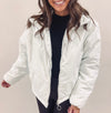 White Liquid Leather Puffer Jacket