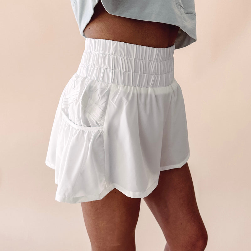 Athletic Flutter Shorts - White