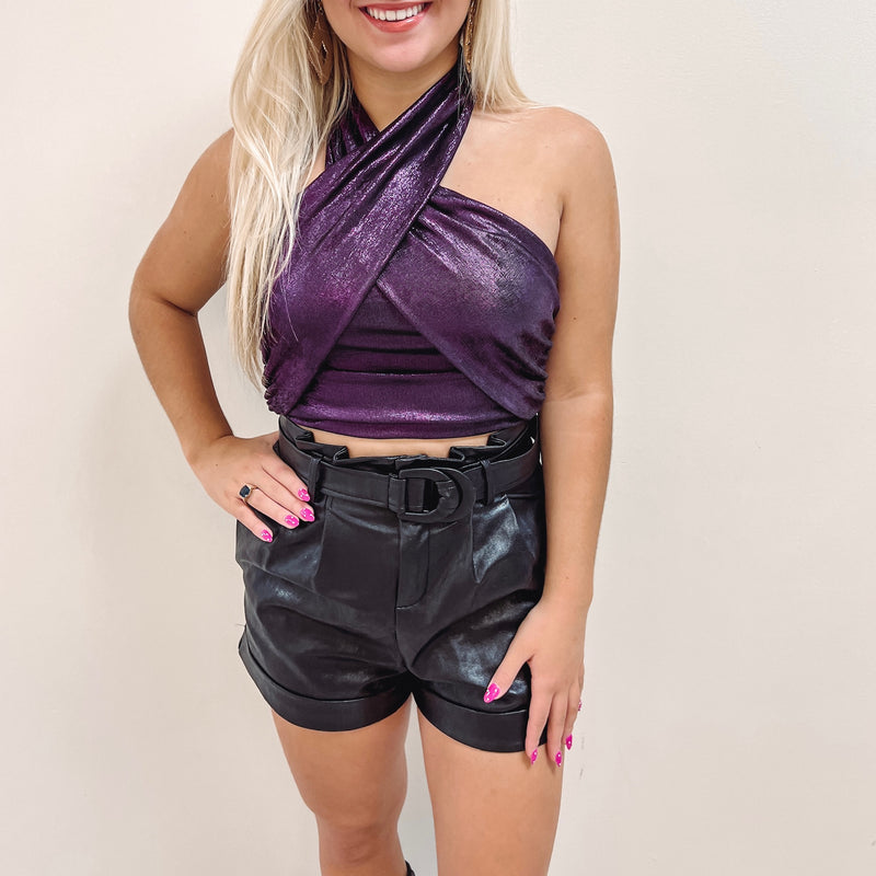 Ava Purple Metallic Top