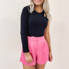 Pleated Pink Shorts