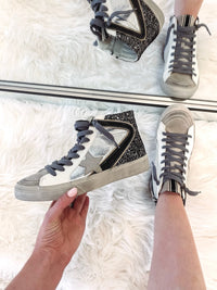 Black Glitter High Top Sneakers