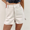 Kendall Cream Leather Shorts