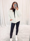 White Liquid Leather Puffer Jacket