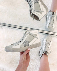 White/Silver High Top Sneakers