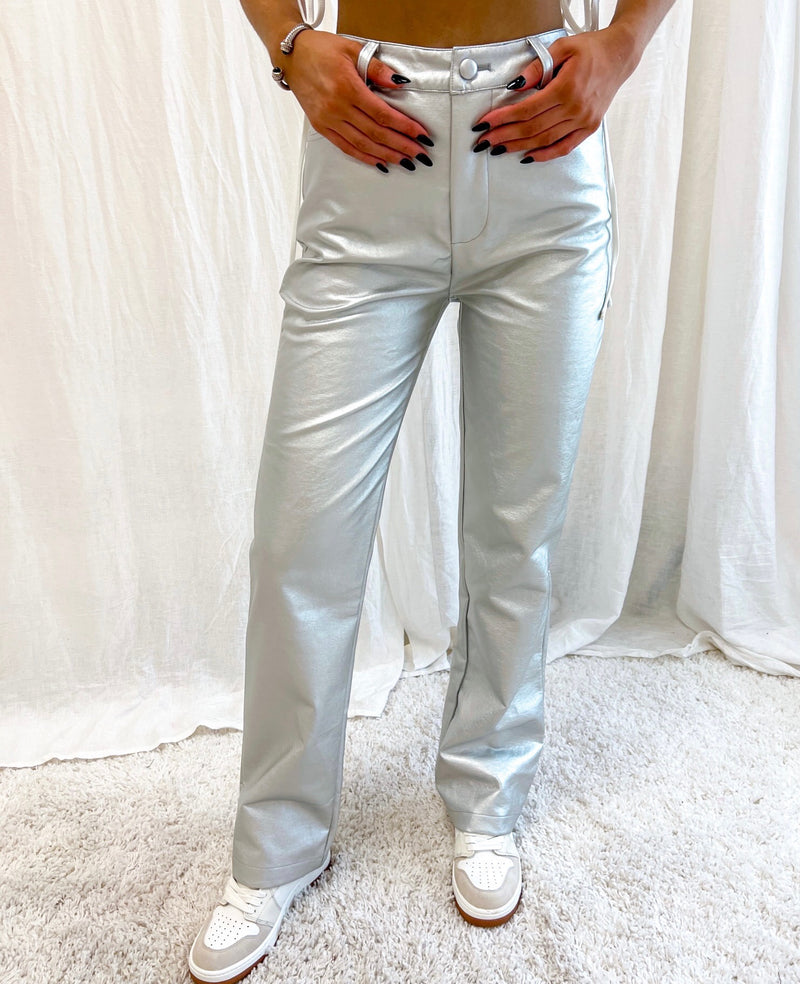 Silver Metallic Pants