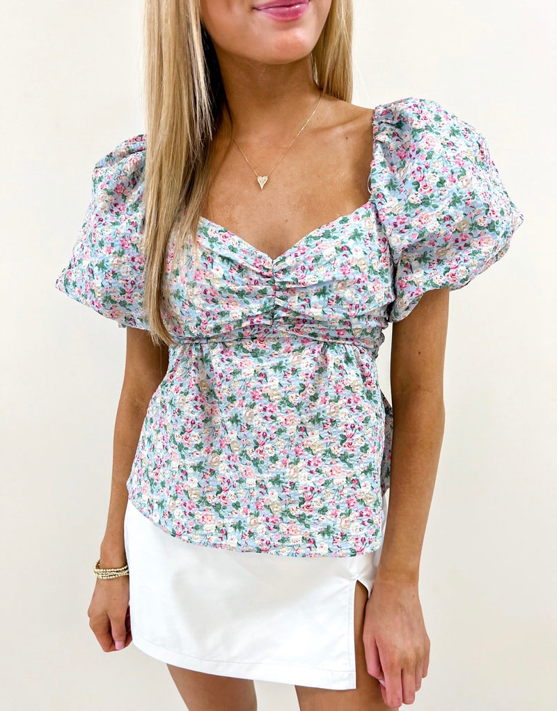 Floral Puff Top