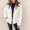 White Liquid Leather Puffer Jacket