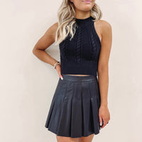 Faux Leather Tennis Skirt