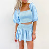 Light Blue Rhinestone Smocked Top - Queen of Sparkles