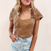 Jaclyn Faux Leather Top - Brown