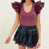 Emmie Ruffle Bodysuit - Burgundy