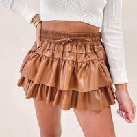 Maren Skort - Faux Leather Brown