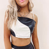 Leo Faux Leather Crop Top