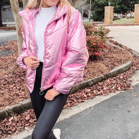 Pink Metallic Puffer Jacket