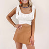 Brown Faux Leather Skort