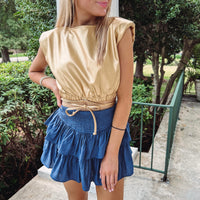 Smocked Skirt - Navy Blue