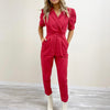 Mina Denim Jumpsuit - Crimson